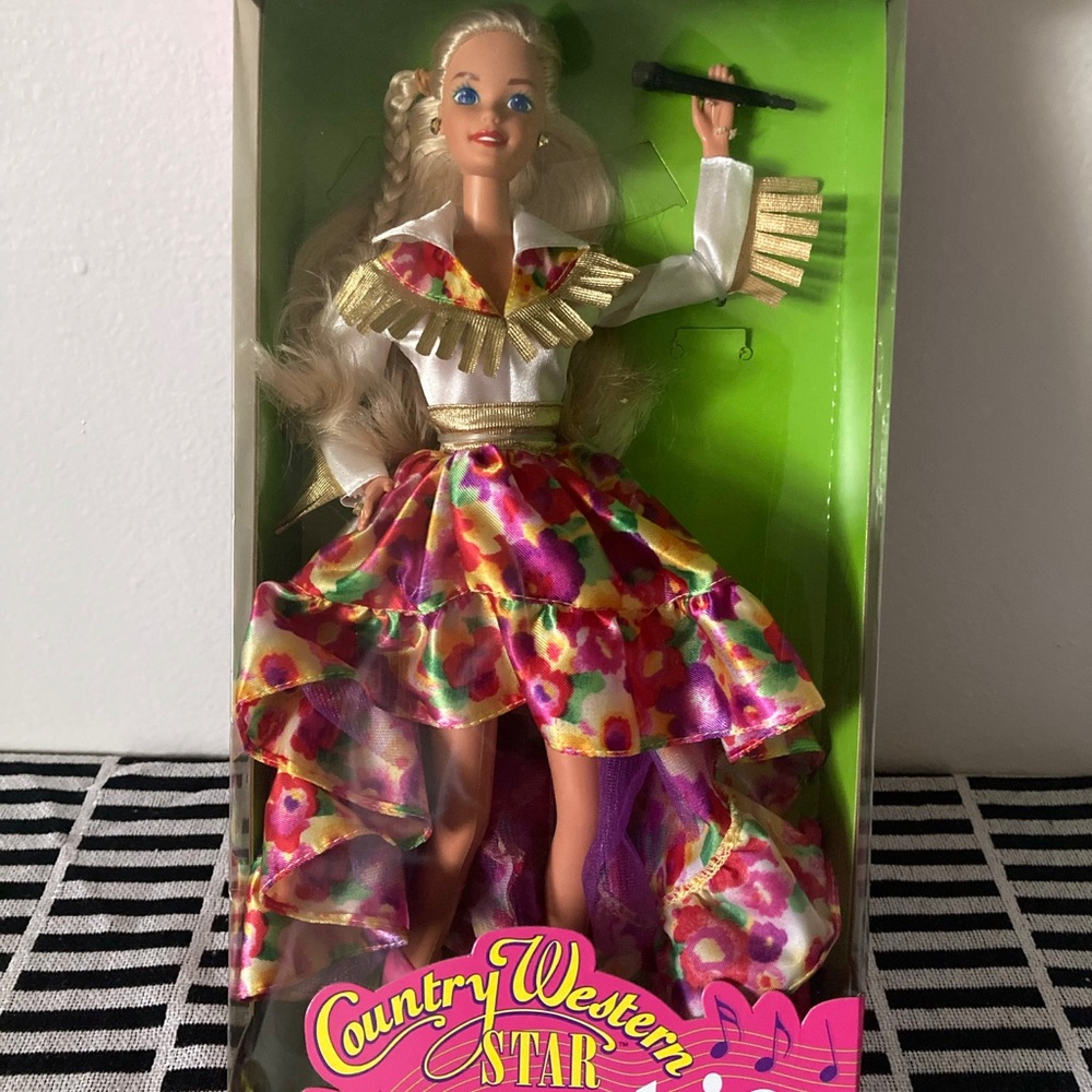Barbie Country Western Star Multicolor Floral Dress Doll with Gold Accents